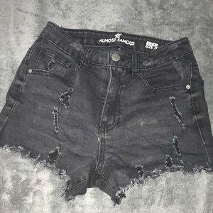 black distressed denim shorts